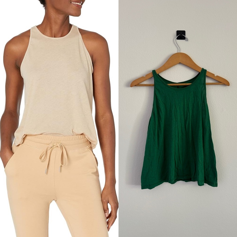 Enza Costa Tissue Jersey Cropped Sheath Tank Top in Green